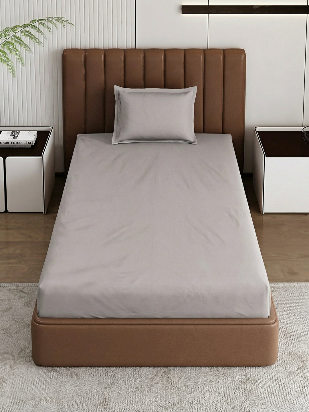 Premium 210 TC Pure Cotton Single Bed Bedsheet with 1 Pillow Cover Classique Casa Solids Collection