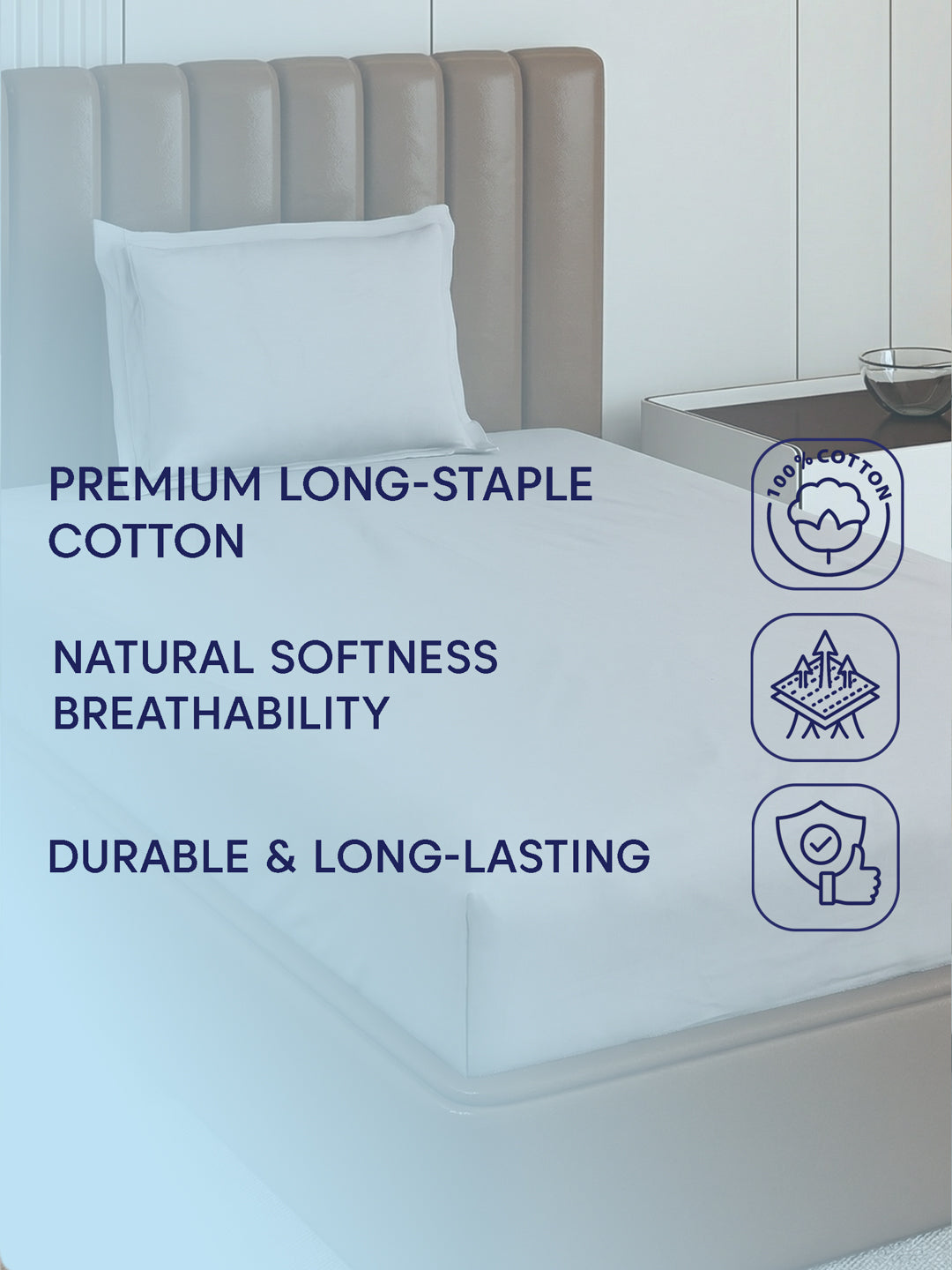 Premium 210 TC Pure Cotton Single Bed Bedsheet with 1 Pillow Cover Classique Casa Solids Collection