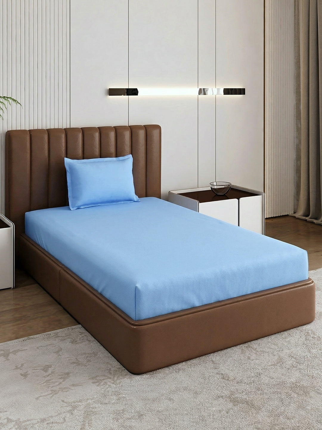 Premium 210 TC Pure Cotton Single Bed Bedsheet with 1 Pillow Cover Classique Casa Solids Collection