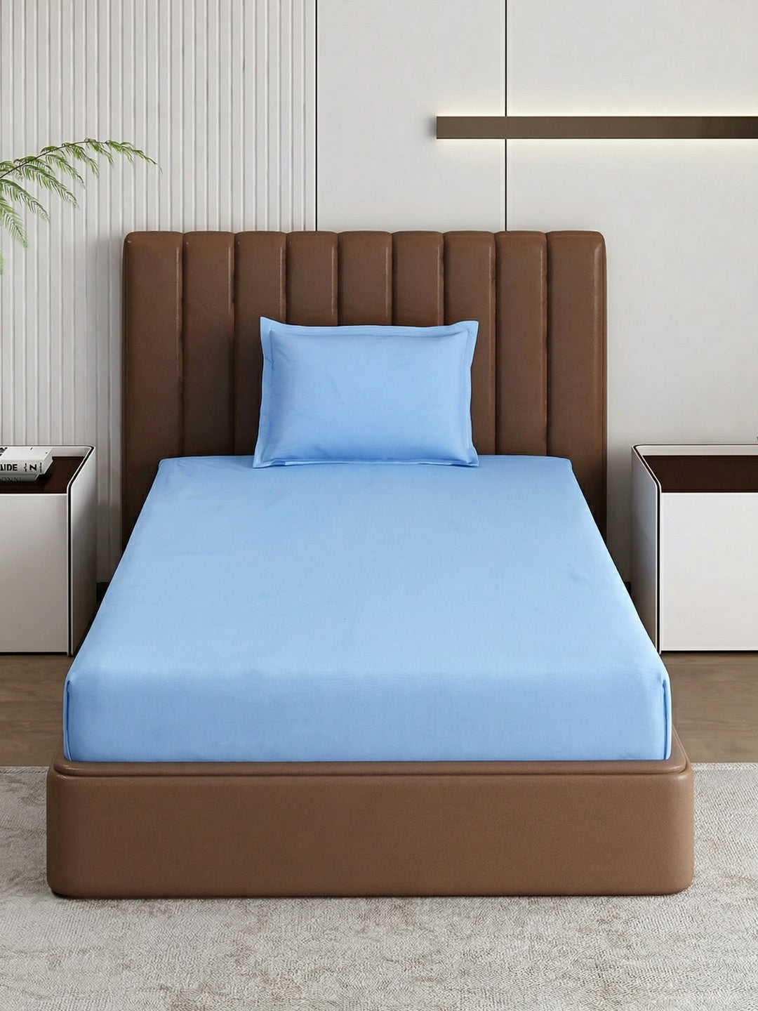Premium 210 TC Pure Cotton Single Bed Bedsheet with 1 Pillow Cover Classique Casa Solids Collection