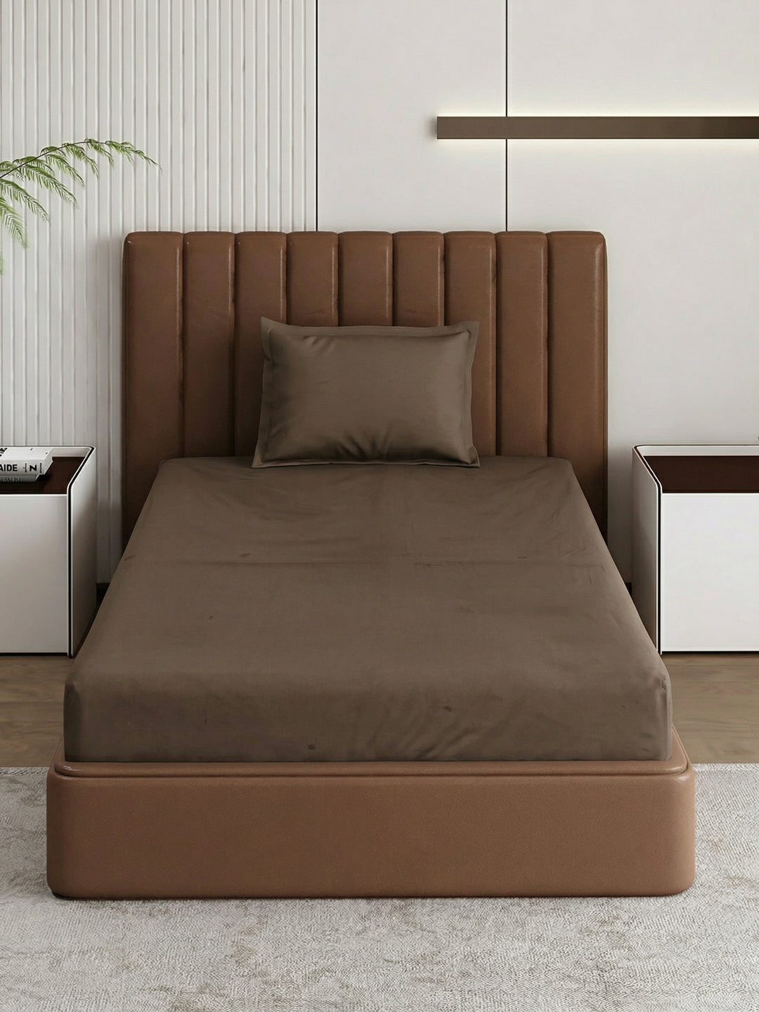 Premium 210 TC Pure Cotton Single Bed Bedsheet with 1 Pillow Cover Classique Casa Solids Collection