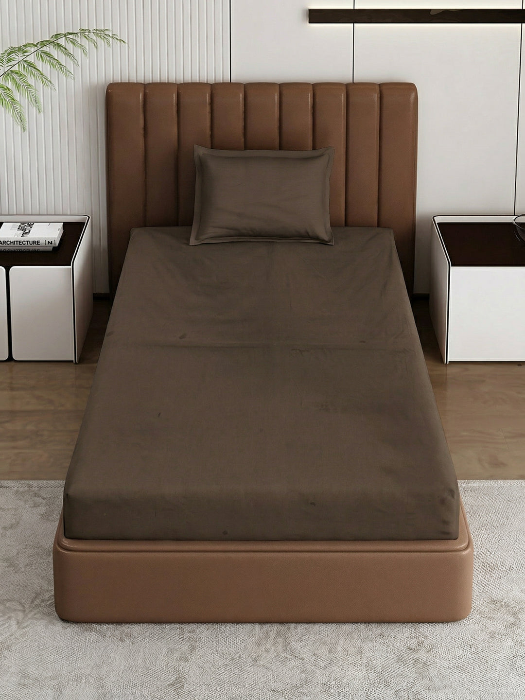 Premium 210 TC Pure Cotton Single Bed Bedsheet with 1 Pillow Cover Classique Casa Solids Collection