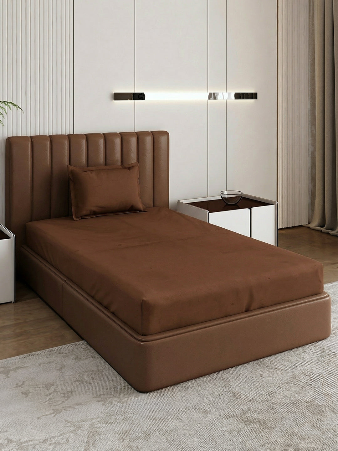 Premium 210 TC Pure Cotton Single Bed Bedsheet with 1 Pillow Cover Classique Casa Solids Collection