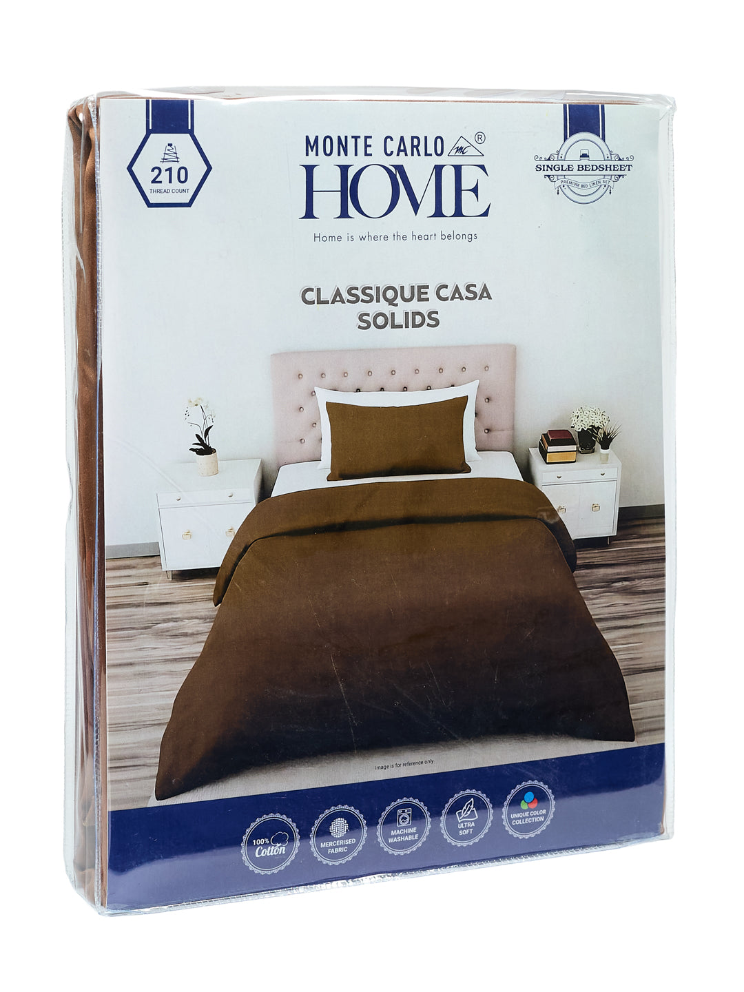 Premium 210 TC Pure Cotton Single Bed Bedsheet with 1 Pillow Cover Classique Casa Solids Collection