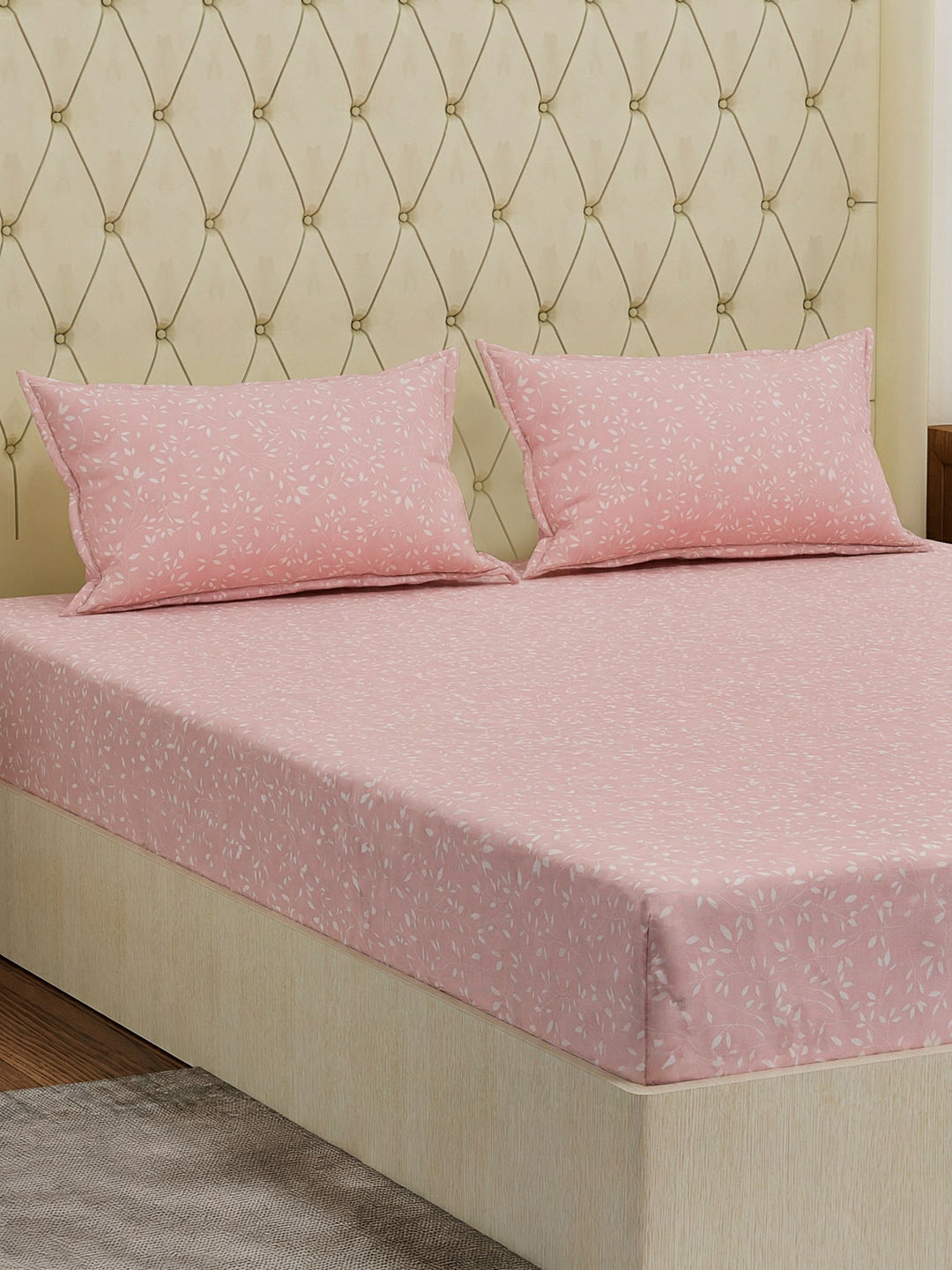 120 GSM Polyester Double Bed Bedsheet with 2 Pillow Covers Clara Collection