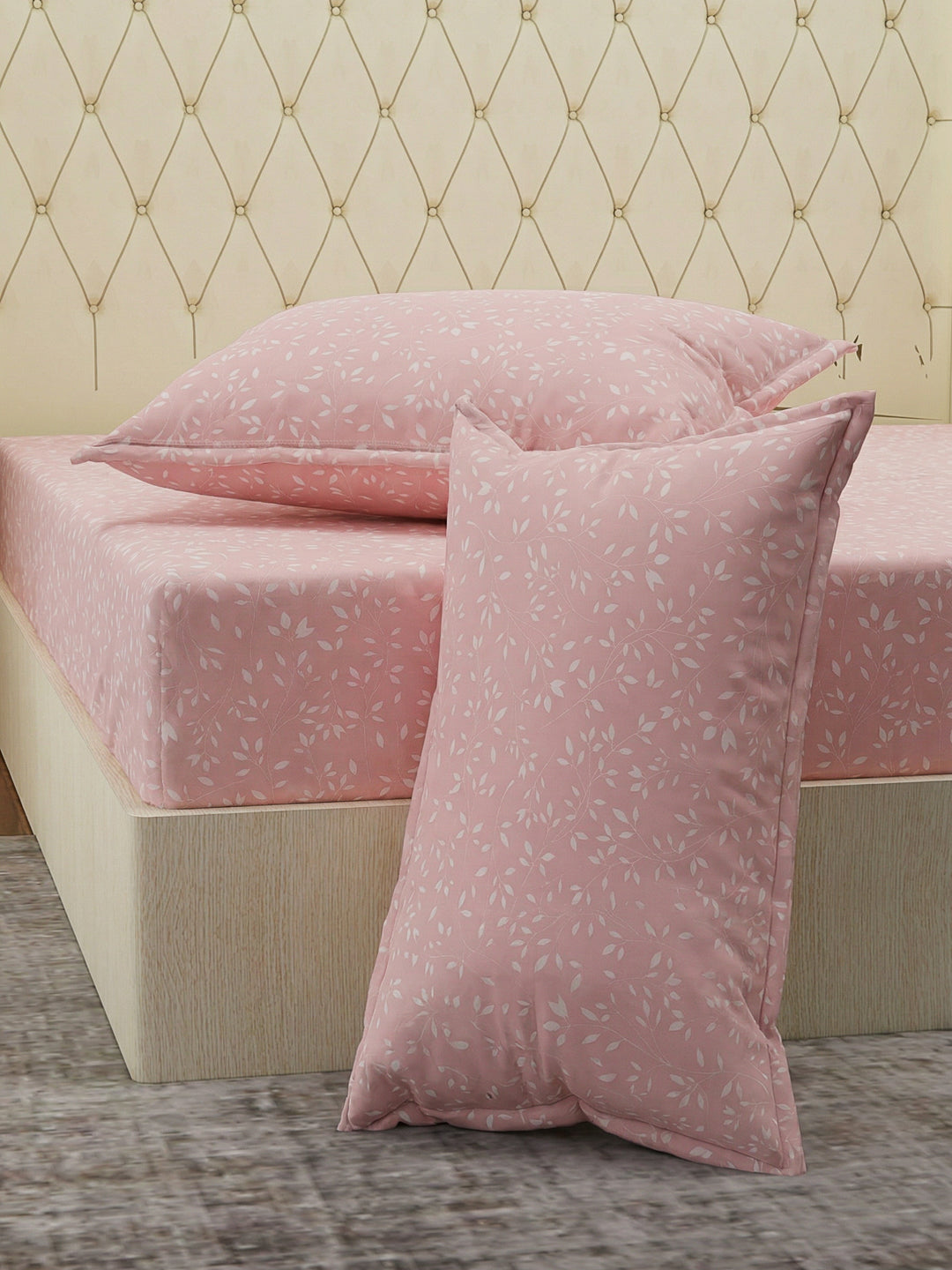 120 GSM Polyester Double Bed Bedsheet with 2 Pillow Covers Clara Collection