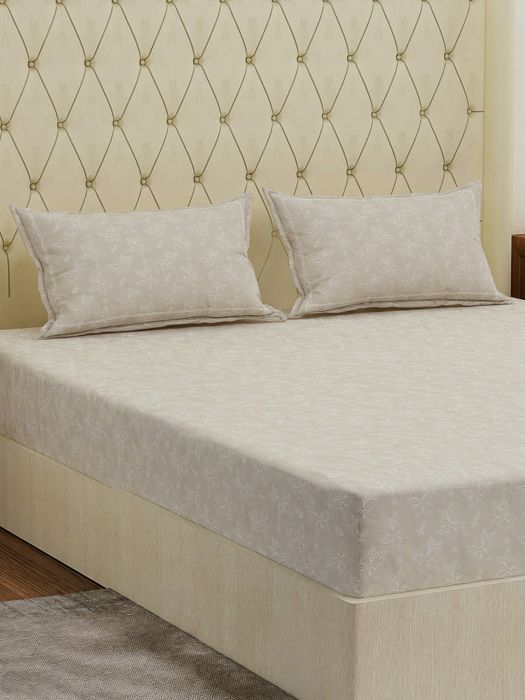 120 GSM Polyester Double Bed Bedsheet with 2 Pillow Covers Clara Collection