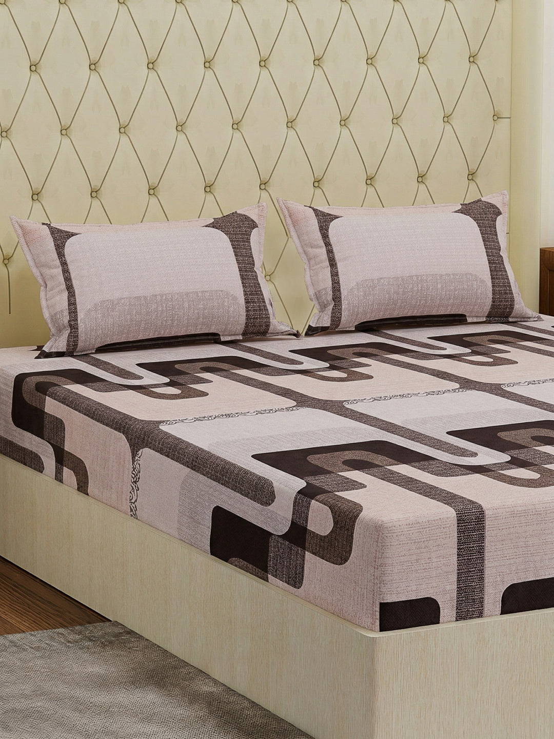 120 GSM Polyester Double Bed Bedsheet with 2 Pillow Covers Clara Collection