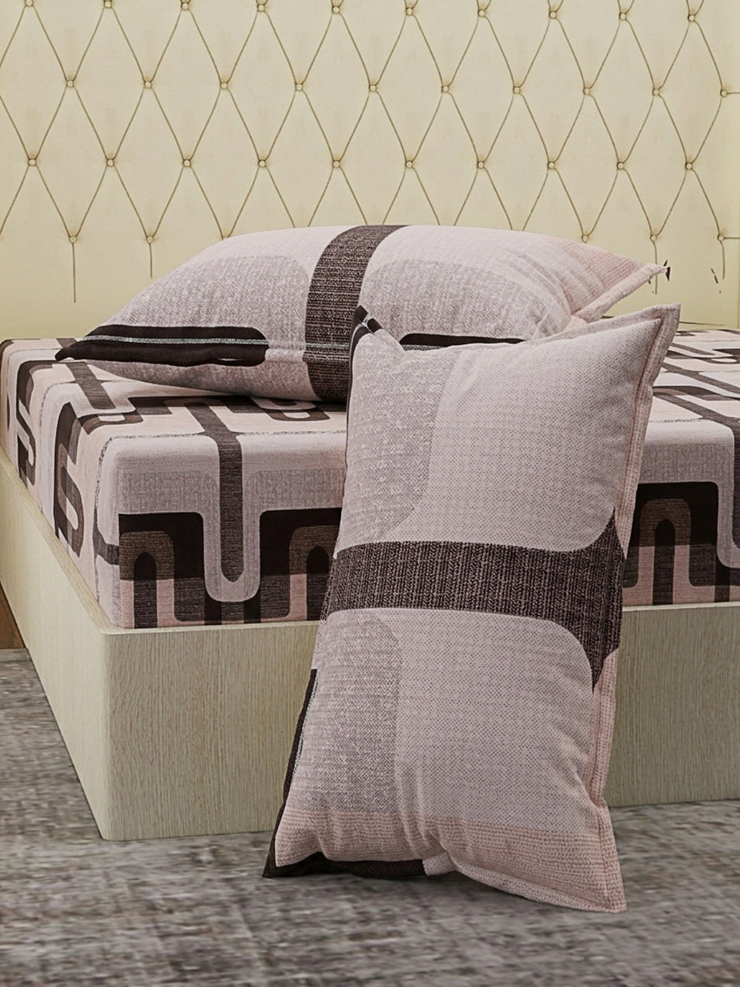 120 GSM Polyester Double Bed Bedsheet with 2 Pillow Covers Clara Collection