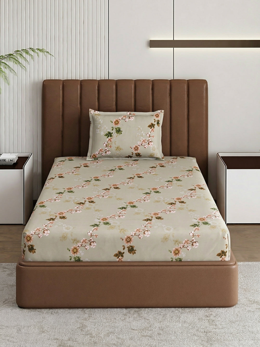 130 GSM Polyester Single Bed Bedsheet with 1 Pillow Cover Decoy Collection
