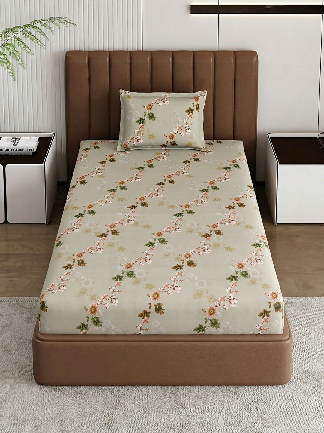 130 GSM Polyester Single Bed Bedsheet with 1 Pillow Cover Decoy Collection