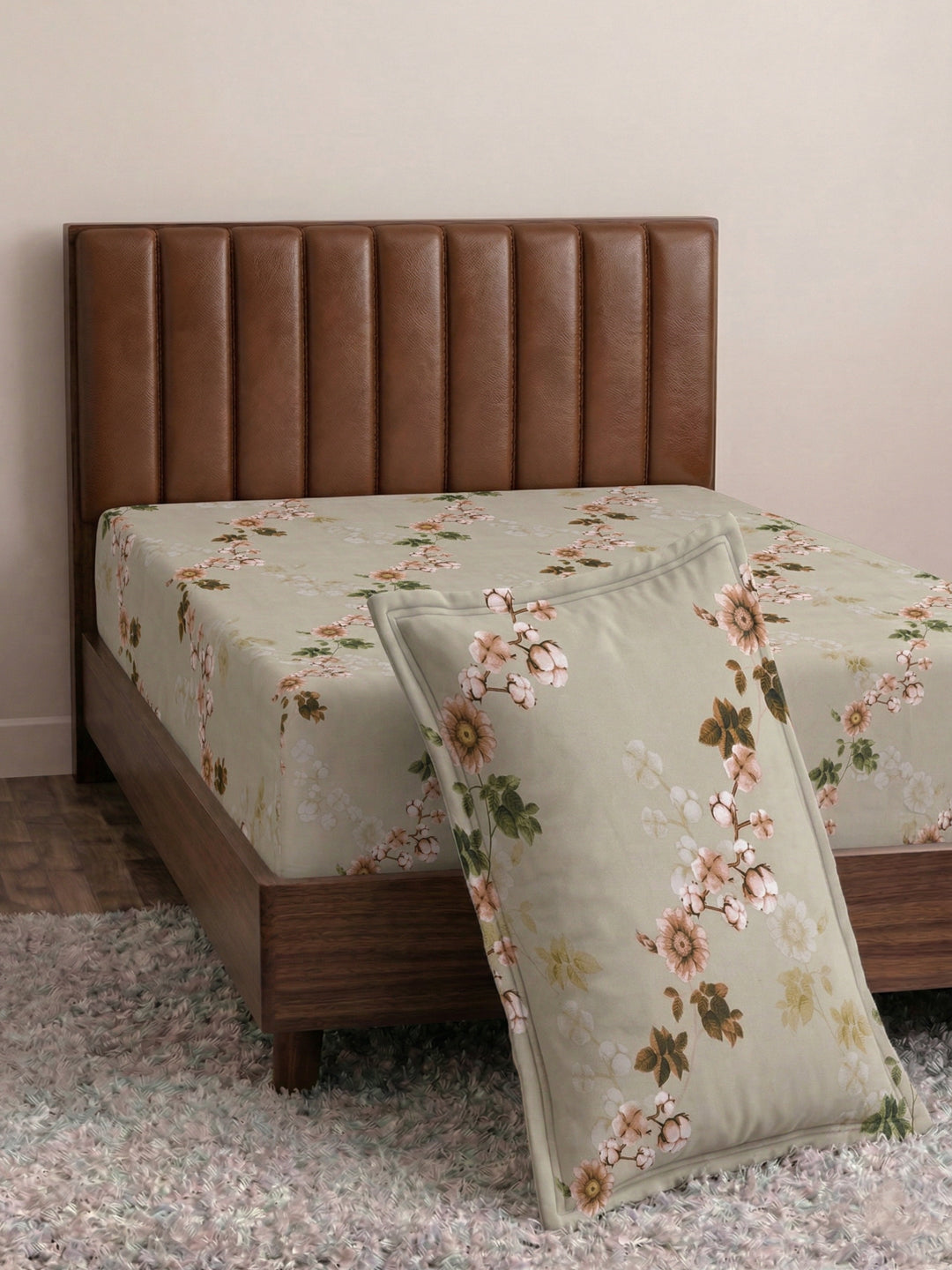 130 GSM Polyester Single Bed Bedsheet with 1 Pillow Cover Decoy Collection
