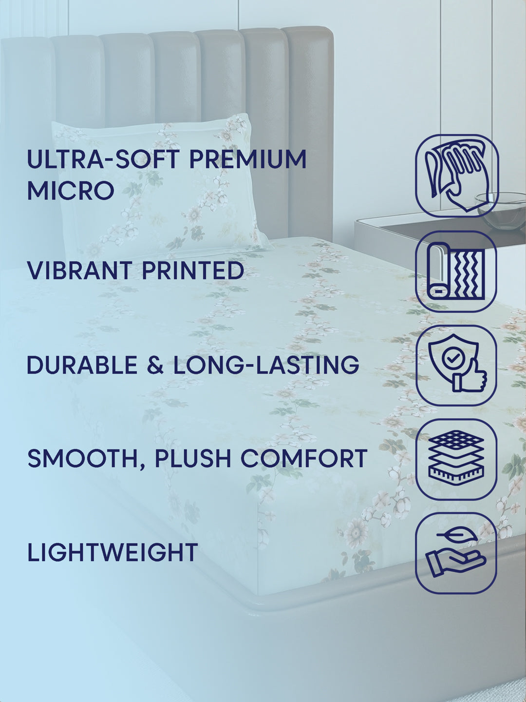 130 GSM Polyester Single Bed Bedsheet with 1 Pillow Cover Decoy Collection