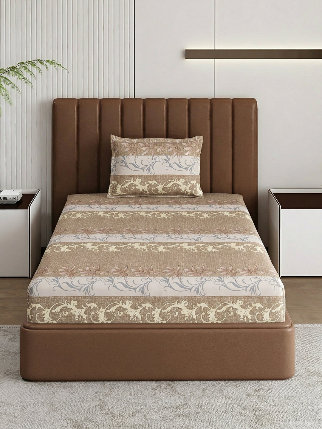 130 GSM Polyester Single Bed Bedsheet with 1 Pillow Cover Decoy Collection