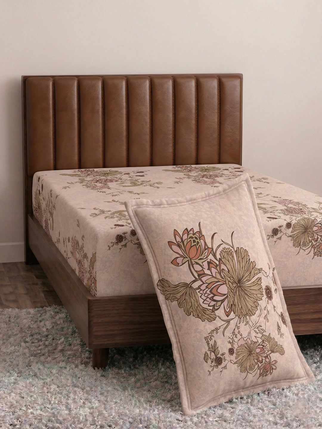 130 GSM Polyester Single Bed Bedsheet with 1 Pillow Cover Decoy Collection