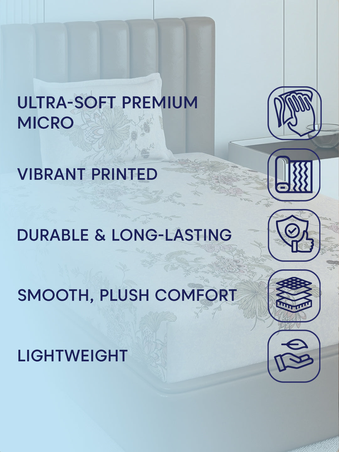 130 GSM Polyester Single Bed Bedsheet with 1 Pillow Cover Decoy Collection