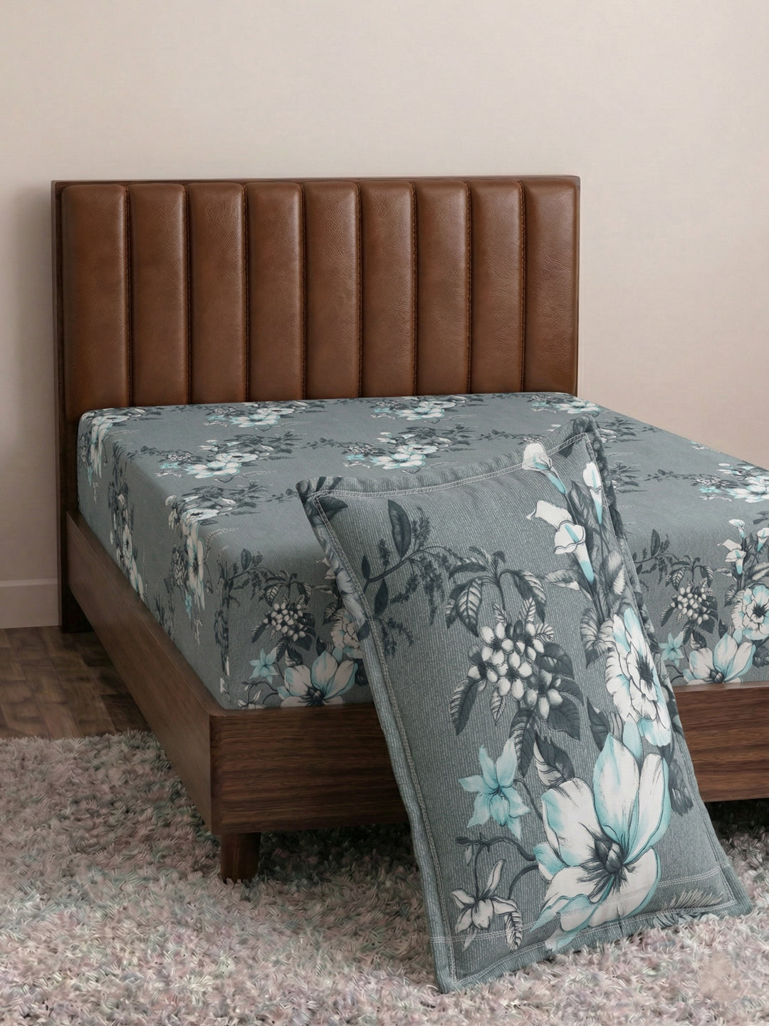 130 GSM Polyester Single Bed Bedsheet with 1 Pillow Cover Decoy Collection