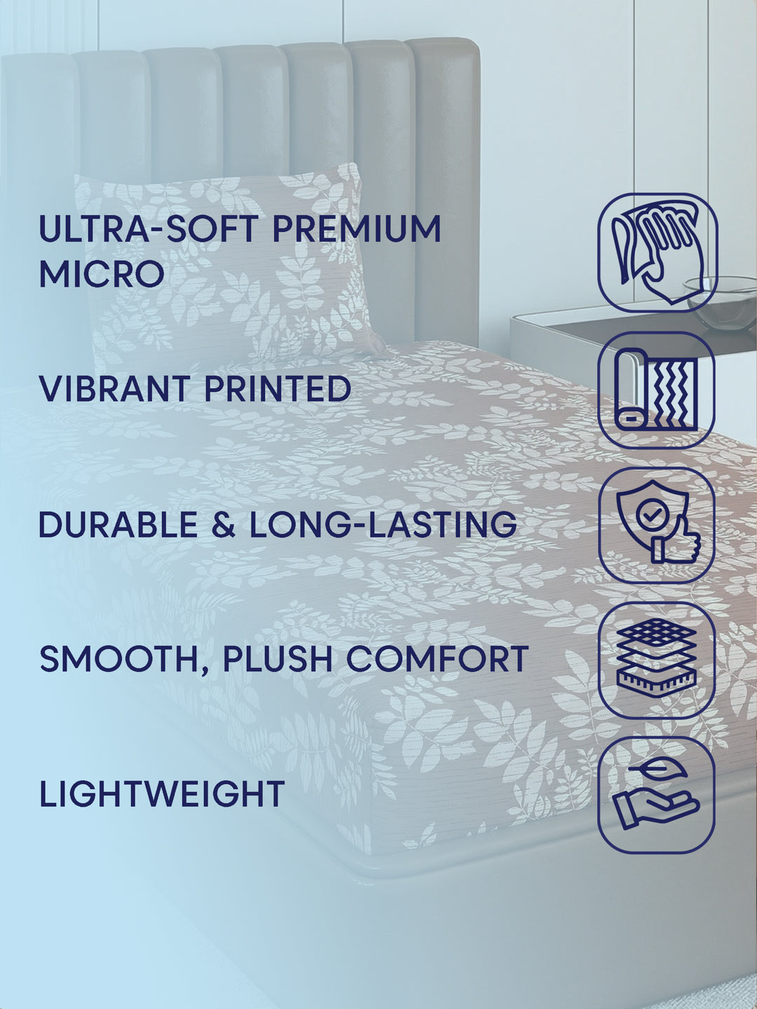 130 GSM Polyester Single Bed Bedsheet with 1 Pillow Cover Decoy Collection