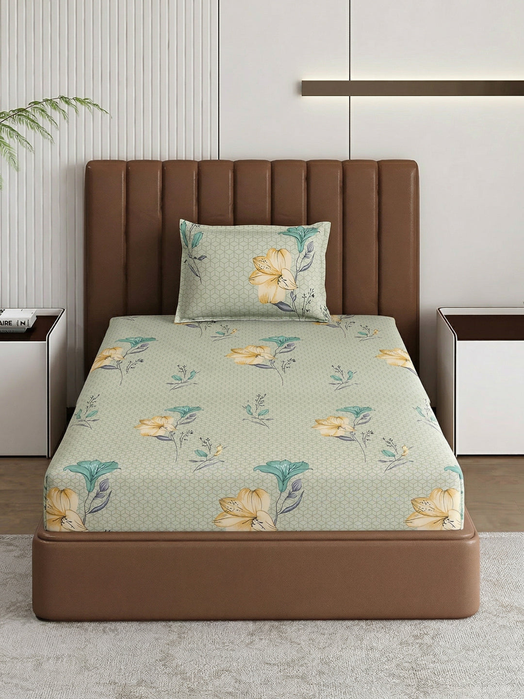 130 GSM Polyester Single Bed Bedsheet with 1 Pillow Cover Decoy Collection