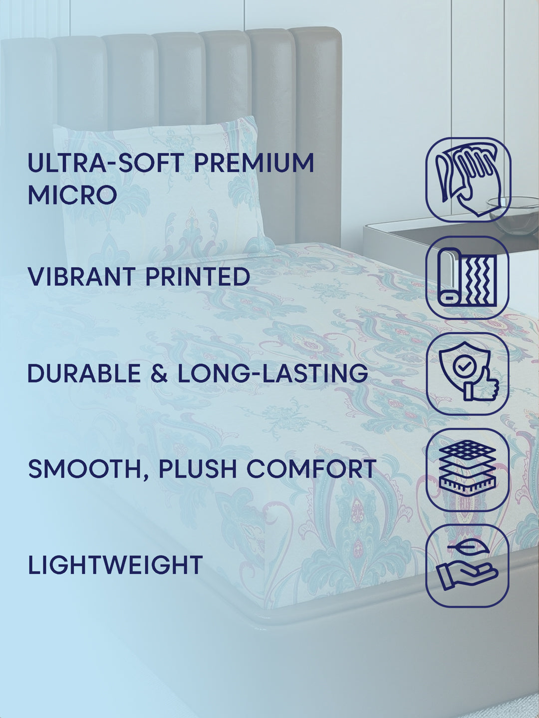 130 GSM Polyester Single Bed Bedsheet with 1 Pillow Cover Decoy Collection