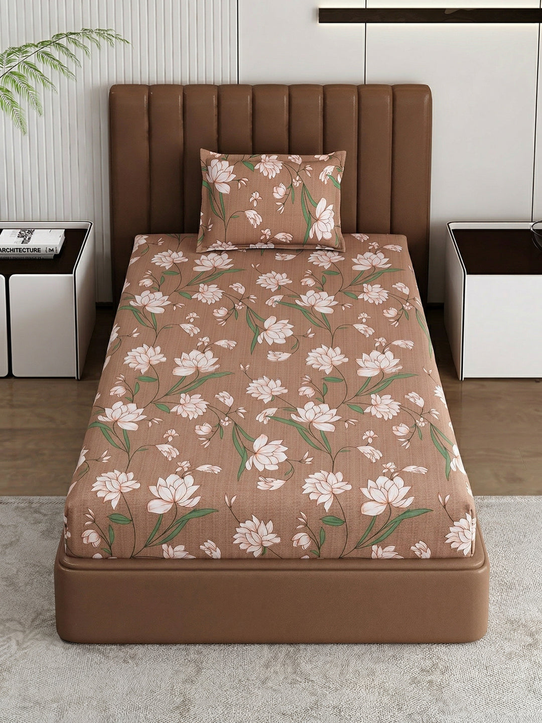 130 GSM Polyester Single Bed Bedsheet with 1 Pillow Cover Decoy Collection