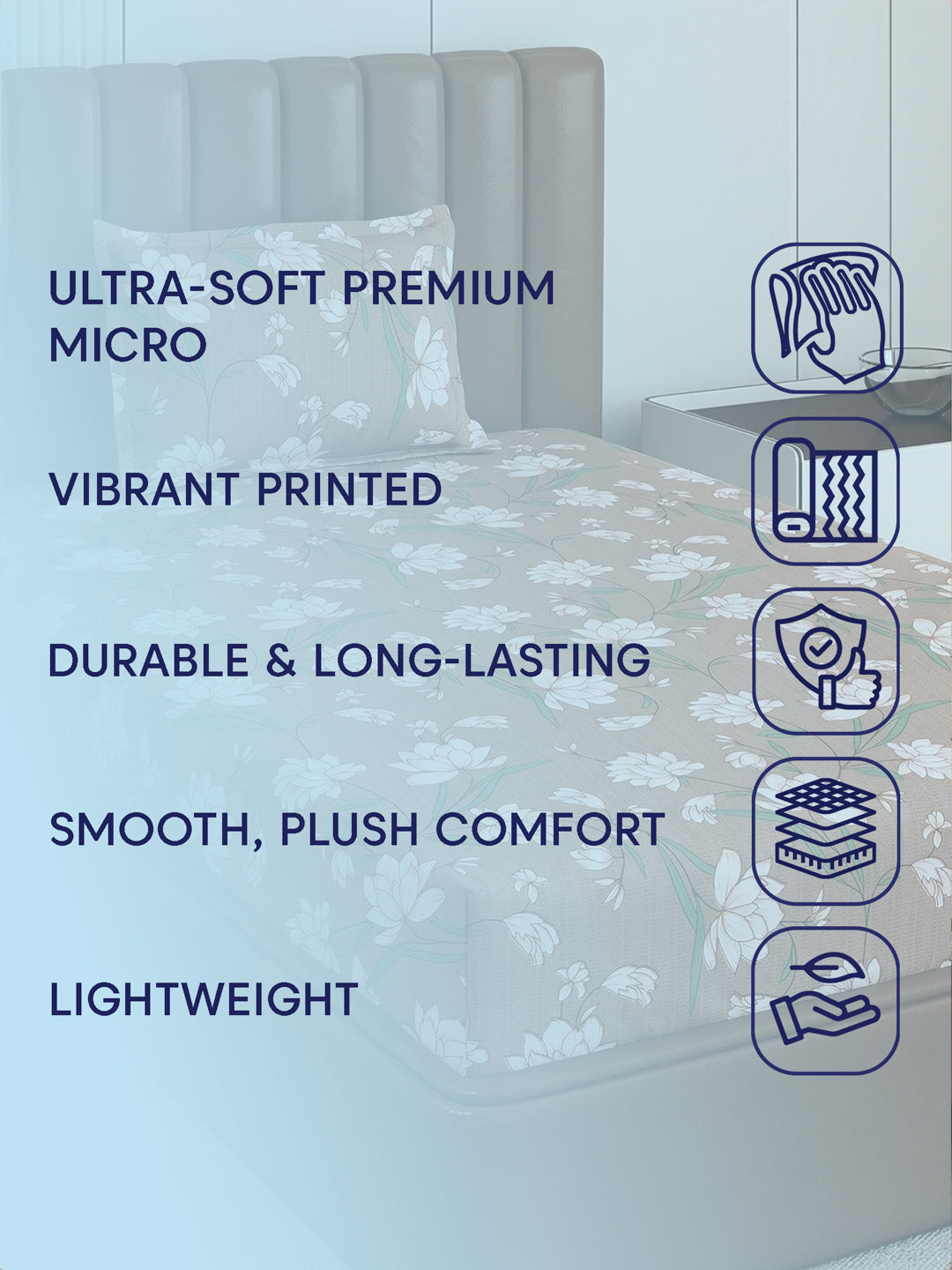 130 GSM Polyester Single Bed Bedsheet with 1 Pillow Cover Decoy Collection
