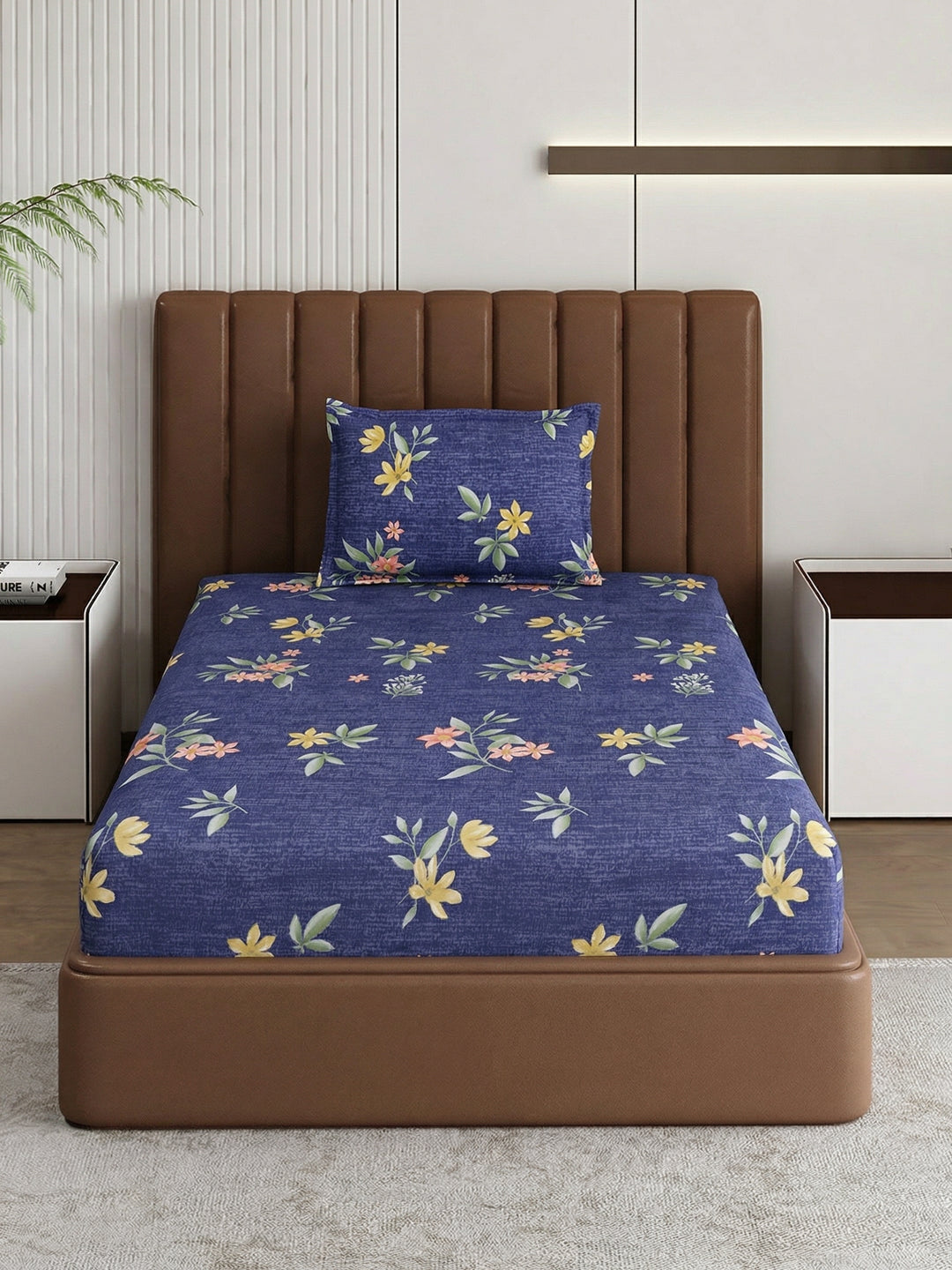 130 GSM Polyester Single Bed Bedsheet with 1 Pillow Cover Decoy Collection