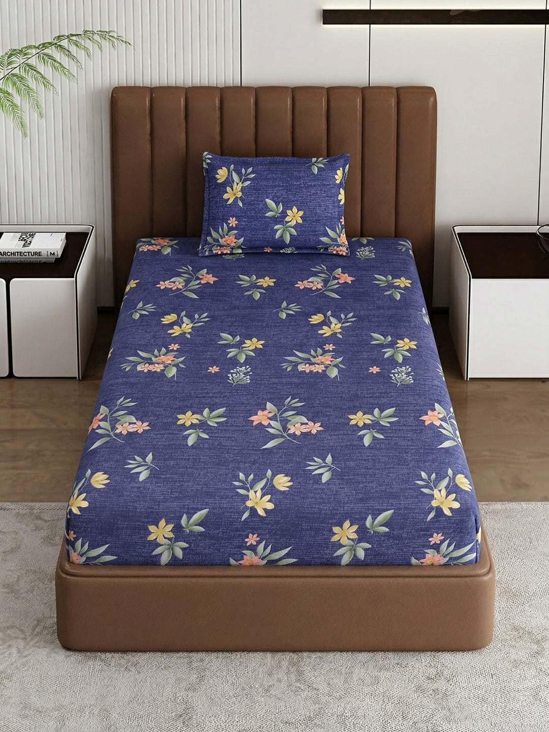 130 GSM Polyester Single Bed Bedsheet with 1 Pillow Cover Decoy Collection