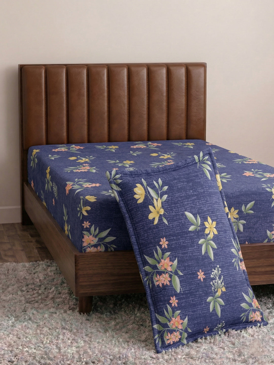 130 GSM Polyester Single Bed Bedsheet with 1 Pillow Cover Decoy Collection