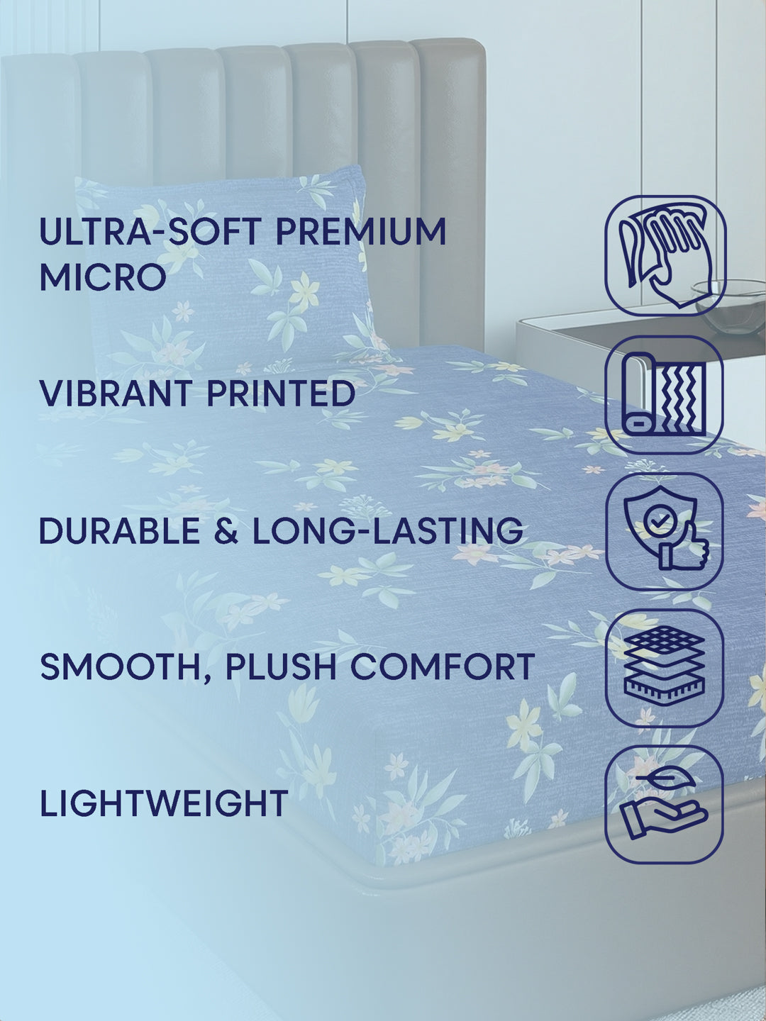 130 GSM Polyester Single Bed Bedsheet with 1 Pillow Cover Decoy Collection