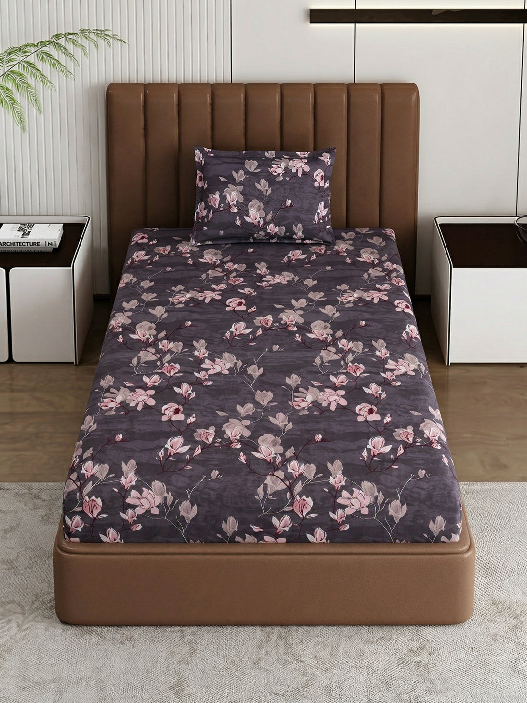 130 GSM Polyester Single Bed Bedsheet with 1 Pillow Cover Decoy Collection