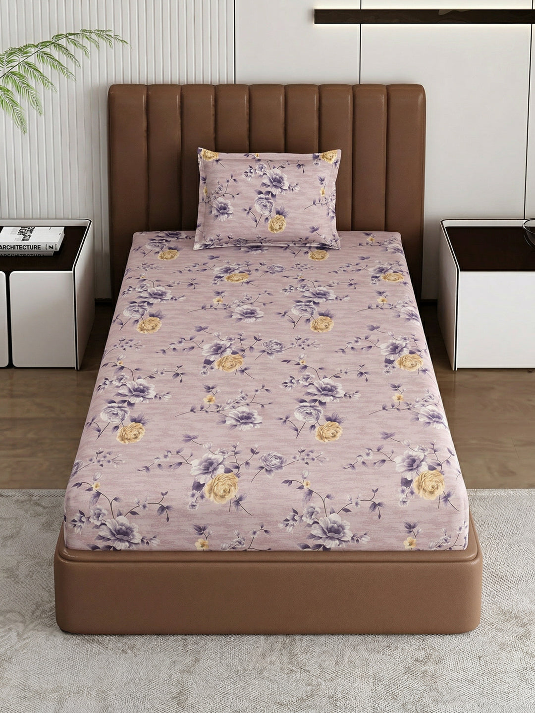 130 GSM Polyester Single Bed Bedsheet with 1 Pillow Cover Decoy Collection