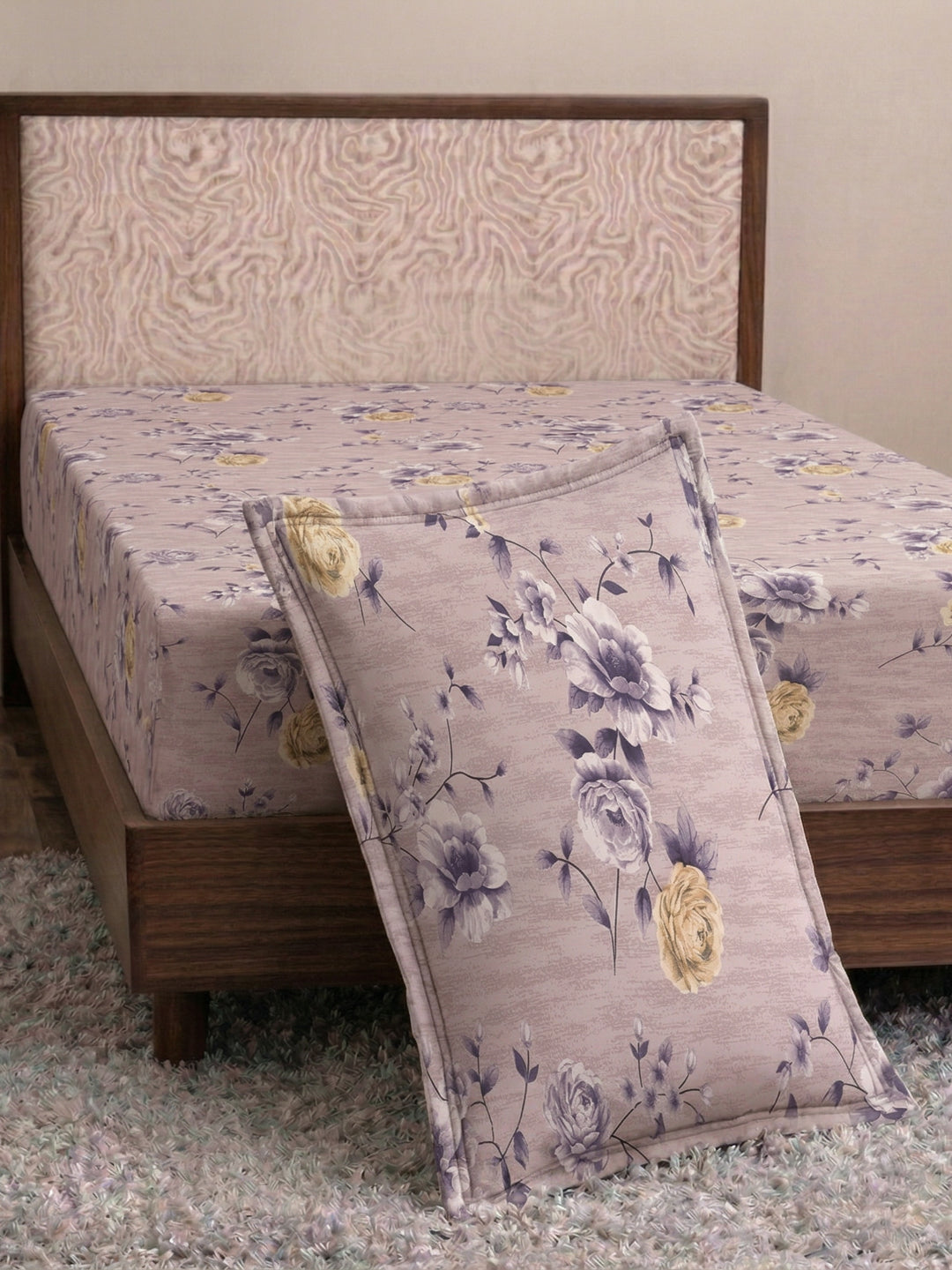 130 GSM Polyester Single Bed Bedsheet with 1 Pillow Cover Decoy Collection