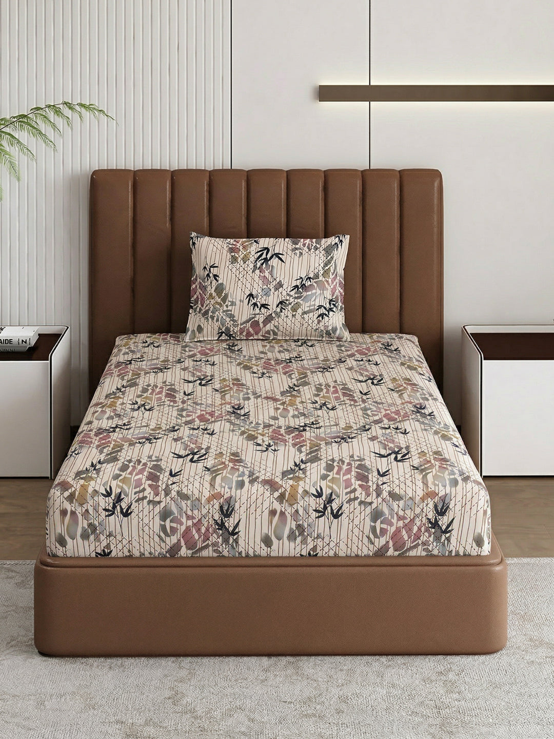 130 GSM Polyester Single Bed Bedsheet with 1 Pillow Cover Decoy Collection