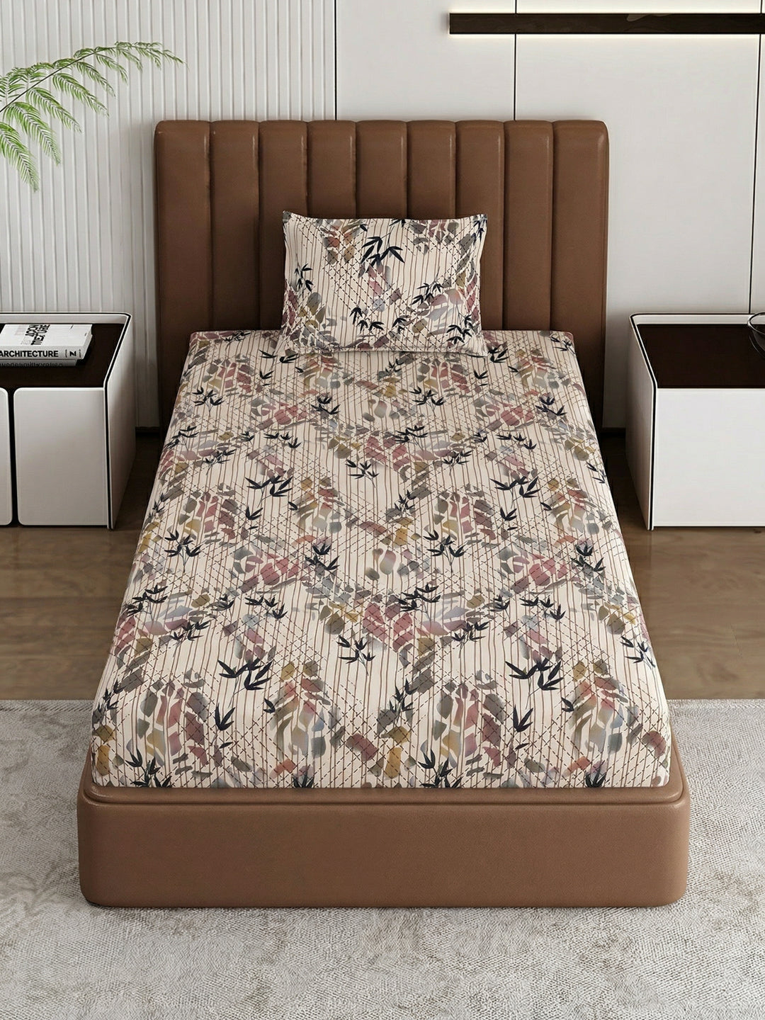 130 GSM Polyester Single Bed Bedsheet with 1 Pillow Cover Decoy Collection