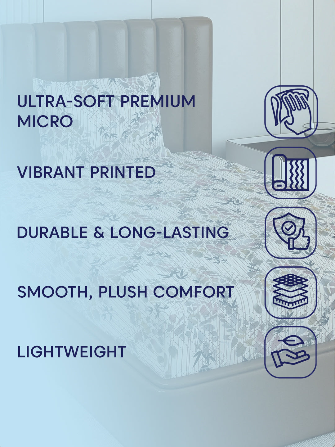 130 GSM Polyester Single Bed Bedsheet with 1 Pillow Cover Decoy Collection