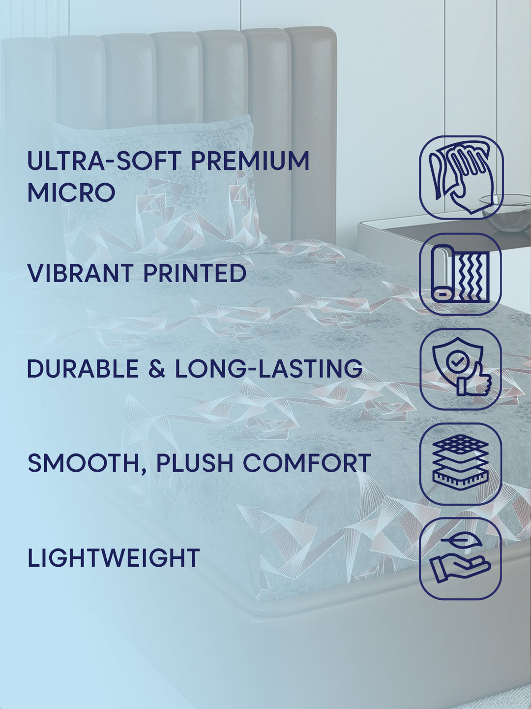 130 GSM Polyester Single Bed Bedsheet with 1 Pillow Cover Decoy Collection