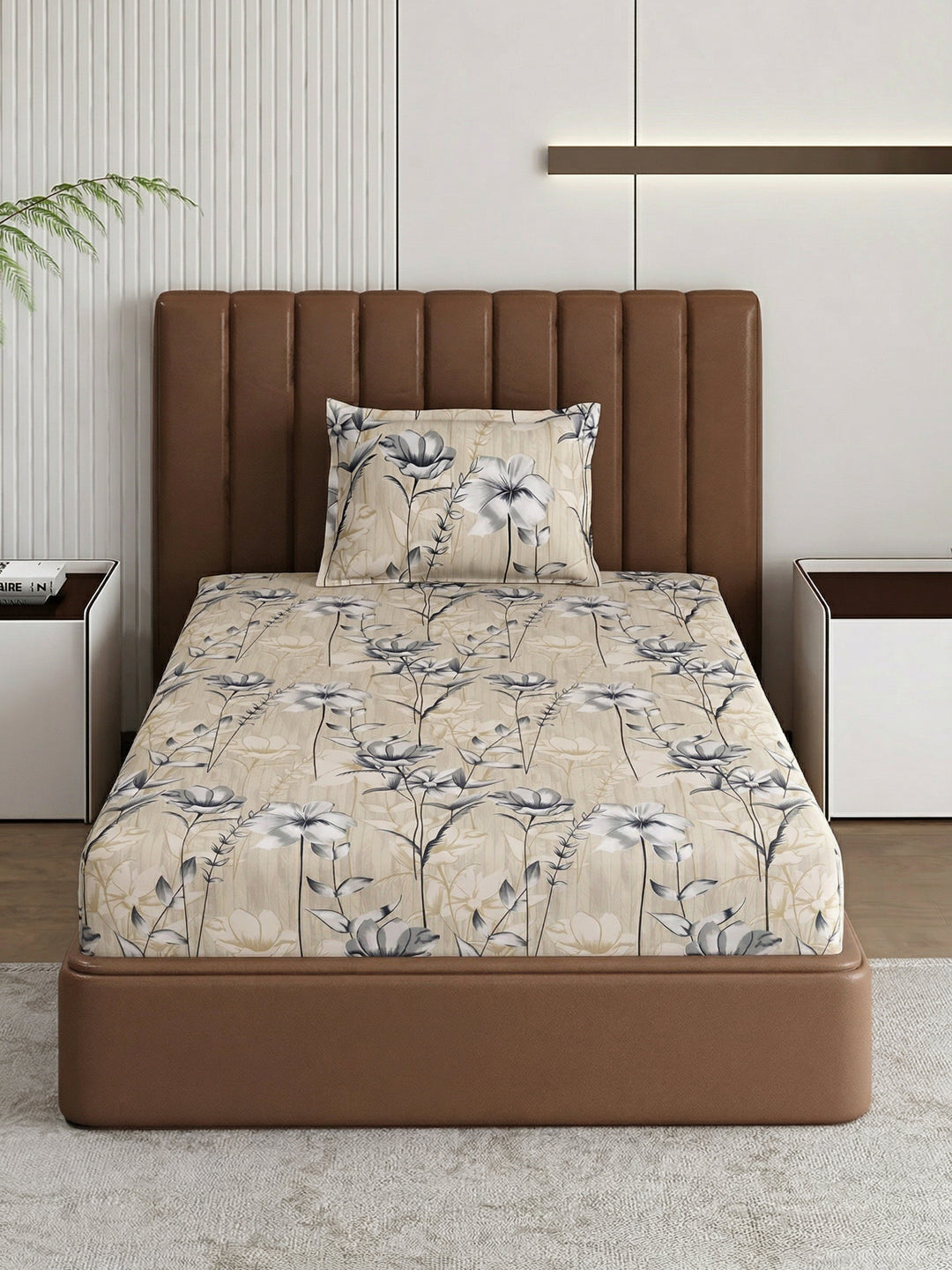 130 GSM Polyester Single Bed Bedsheet with 1 Pillow Cover Decoy Collection