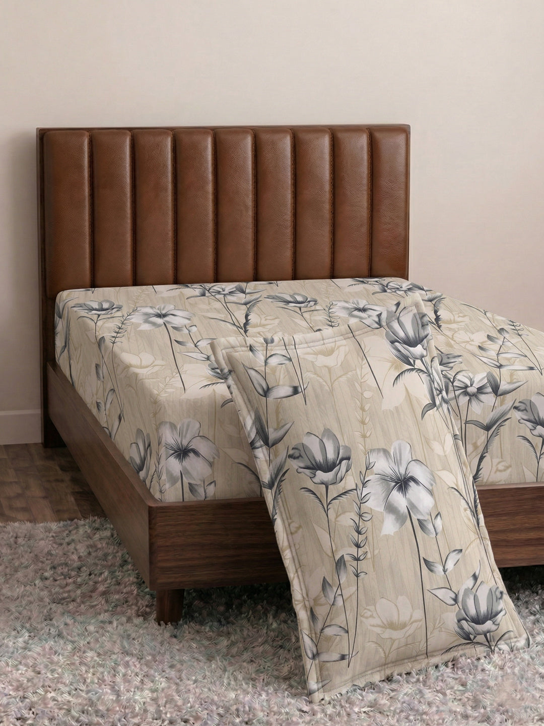 130 GSM Polyester Single Bed Bedsheet with 1 Pillow Cover Decoy Collection