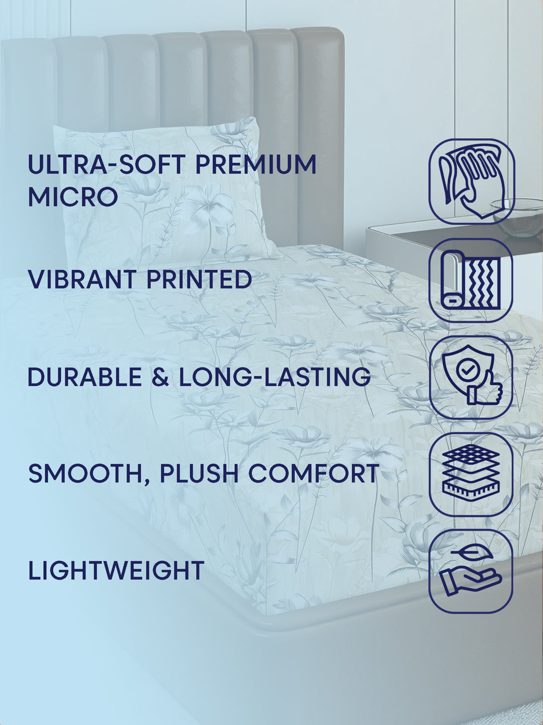 130 GSM Polyester Single Bed Bedsheet with 1 Pillow Cover Decoy Collection