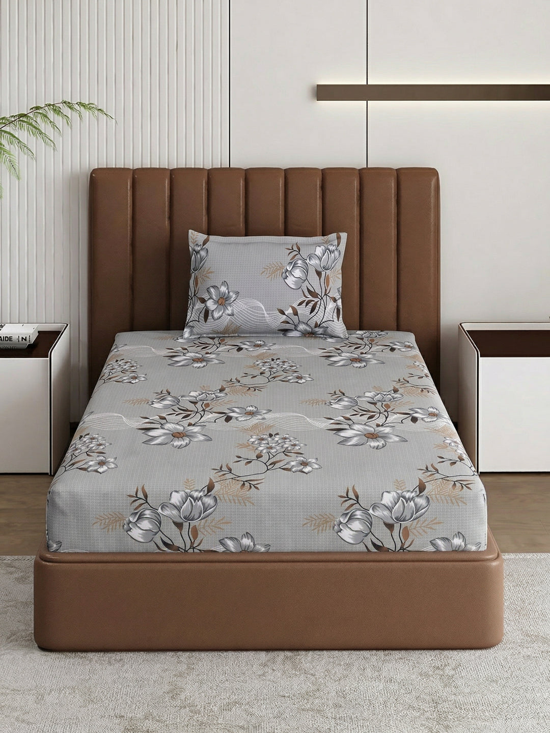 130 GSM Polyester Single Bed Bedsheet with 1 Pillow Cover Decoy Collection