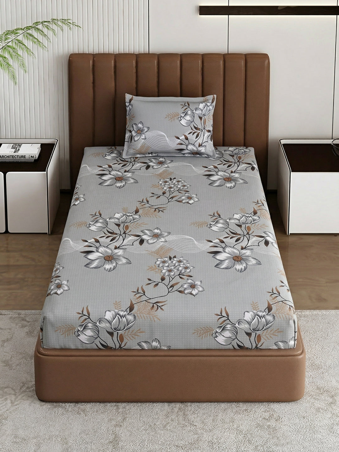 130 GSM Polyester Single Bed Bedsheet with 1 Pillow Cover Decoy Collection