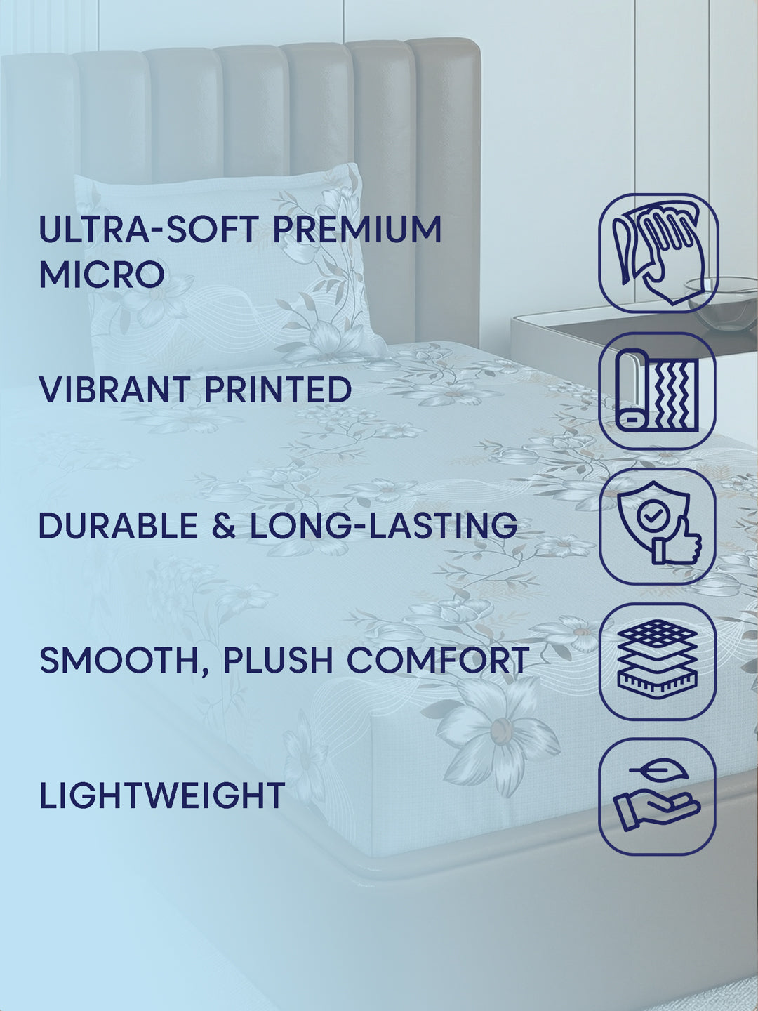 130 GSM Polyester Single Bed Bedsheet with 1 Pillow Cover Decoy Collection