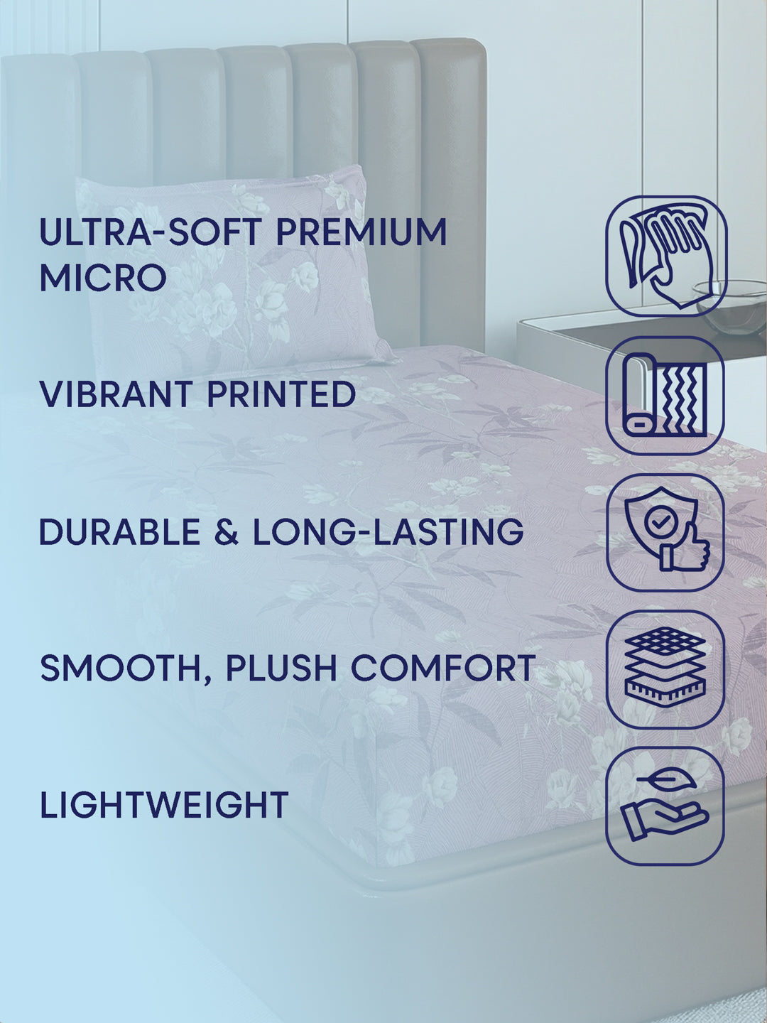 130 GSM Polyester Single Bed Bedsheet with 1 Pillow Cover Decoy Collection