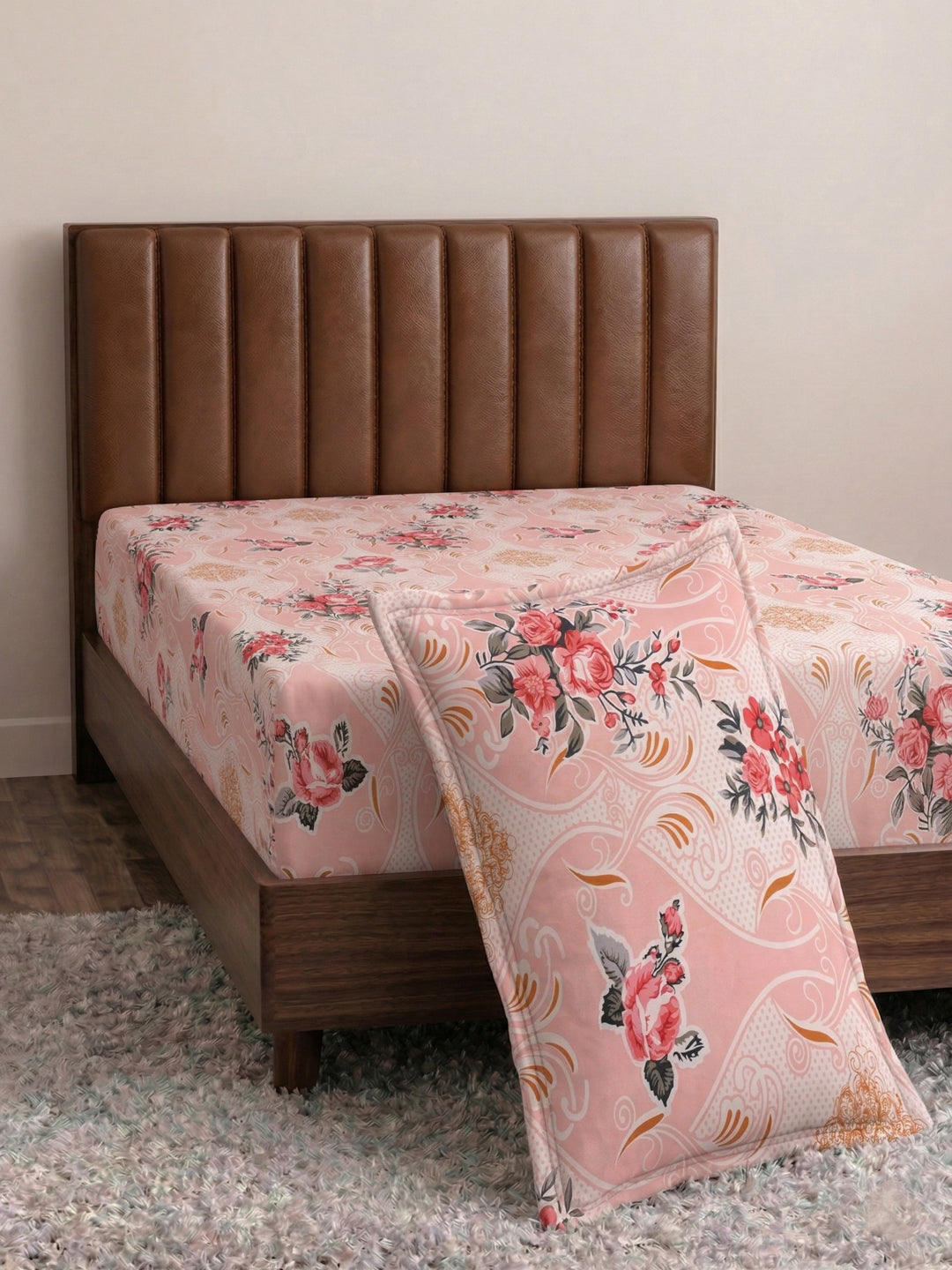 130 GSM Polyester Single Bed Bedsheet with 1 Pillow Cover Decoy Collection