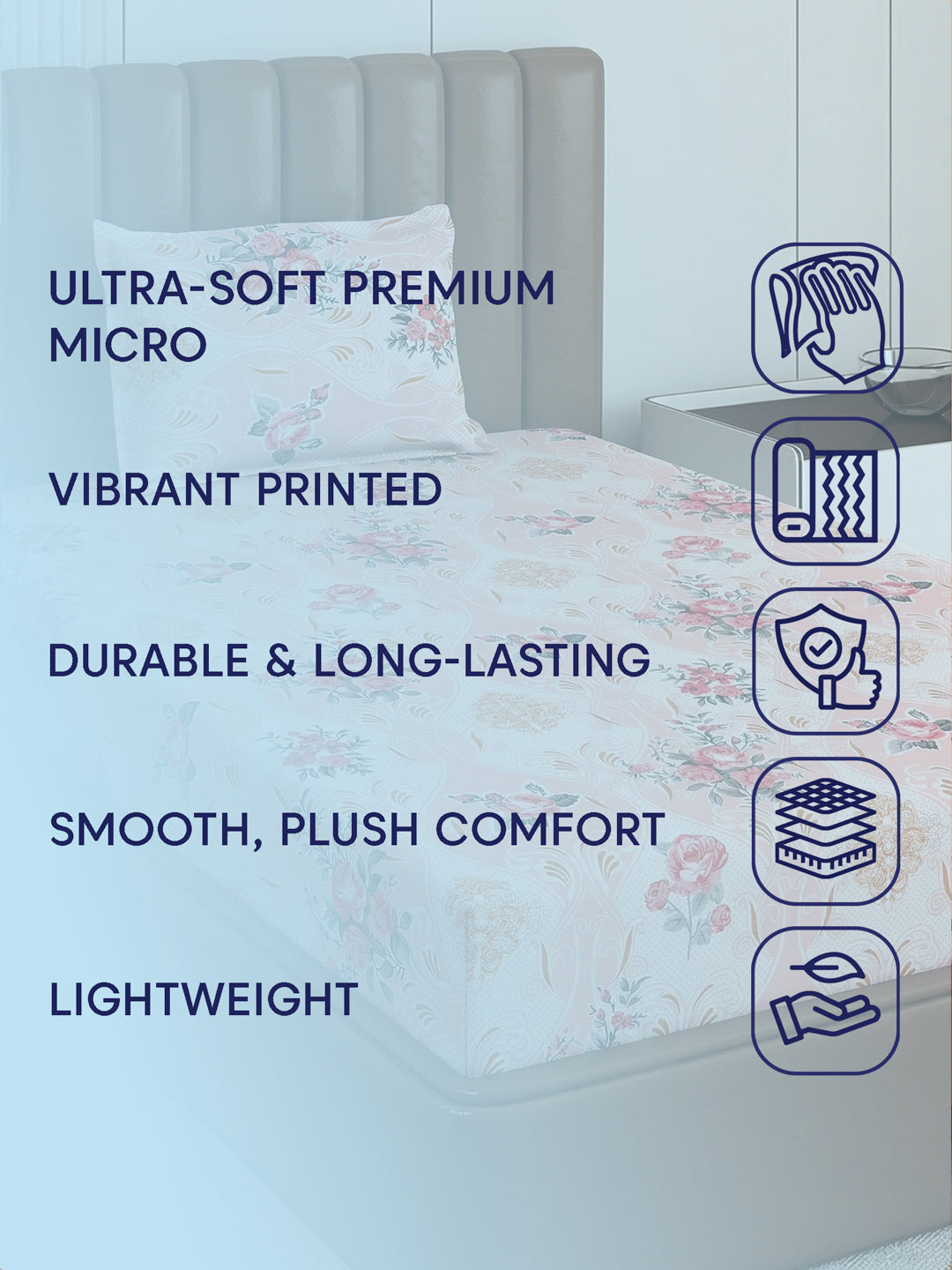 130 GSM Polyester Single Bed Bedsheet with 1 Pillow Cover Decoy Collection