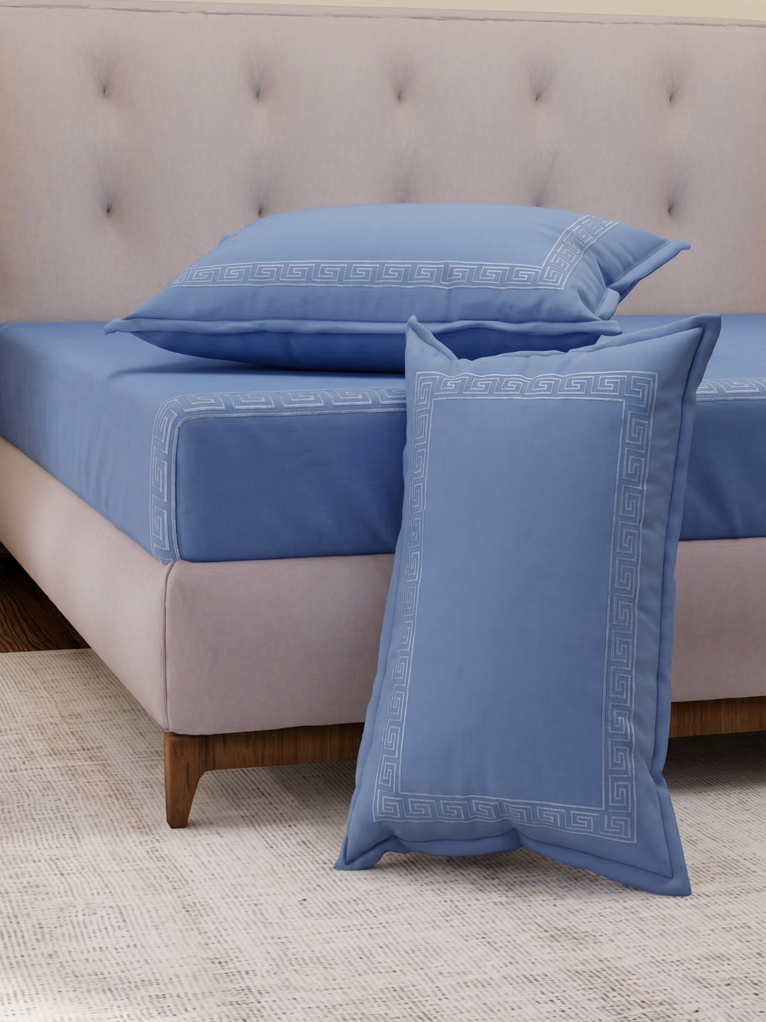 Premium 110 GSM Polyester King Size Bedsheet with 2 Pillow Covers Elite Embroidery Collection