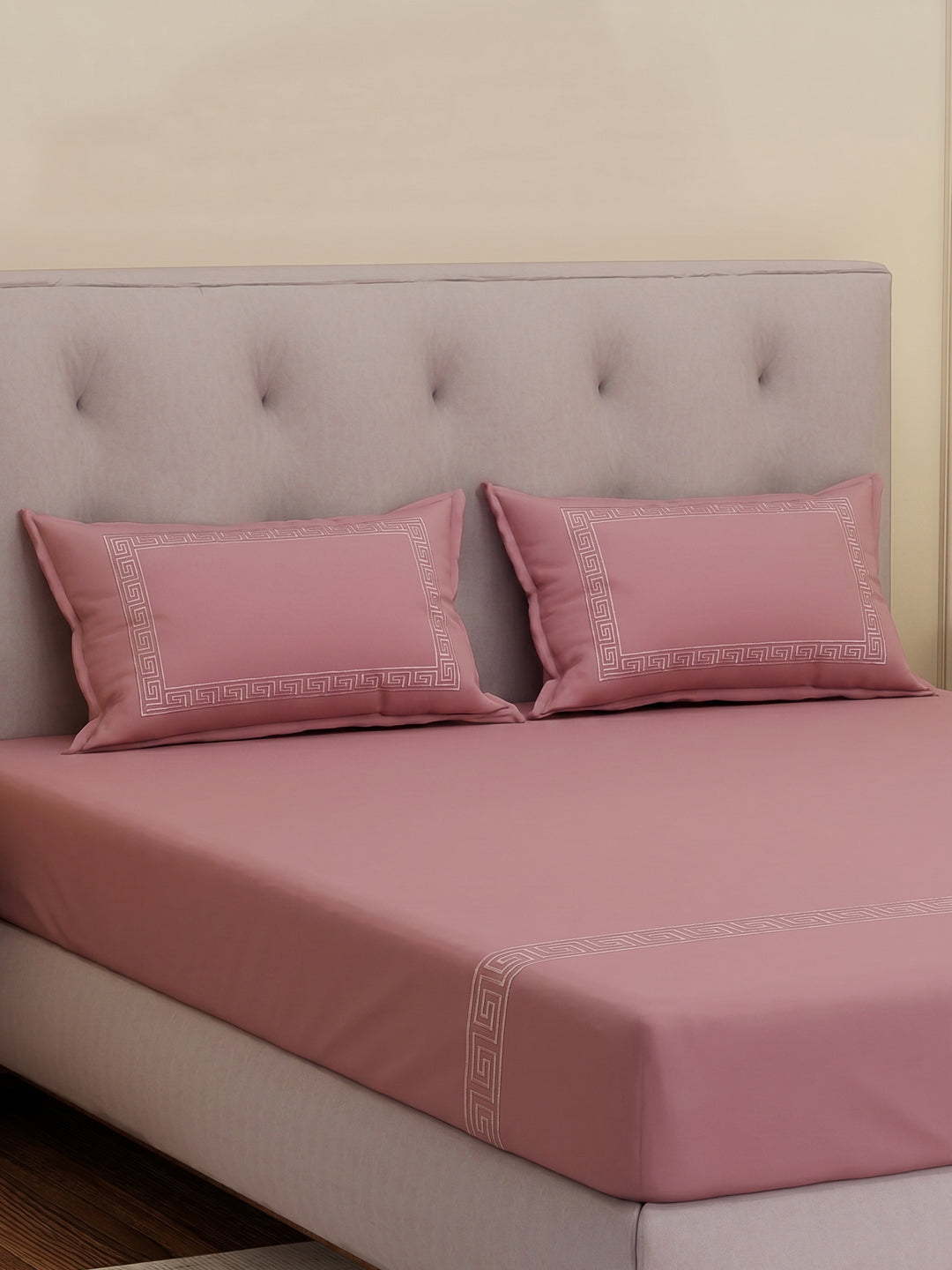 Premium 110 GSM Polyester King Size Bedsheet with 2 Pillow Covers Elite Embroidery Collection