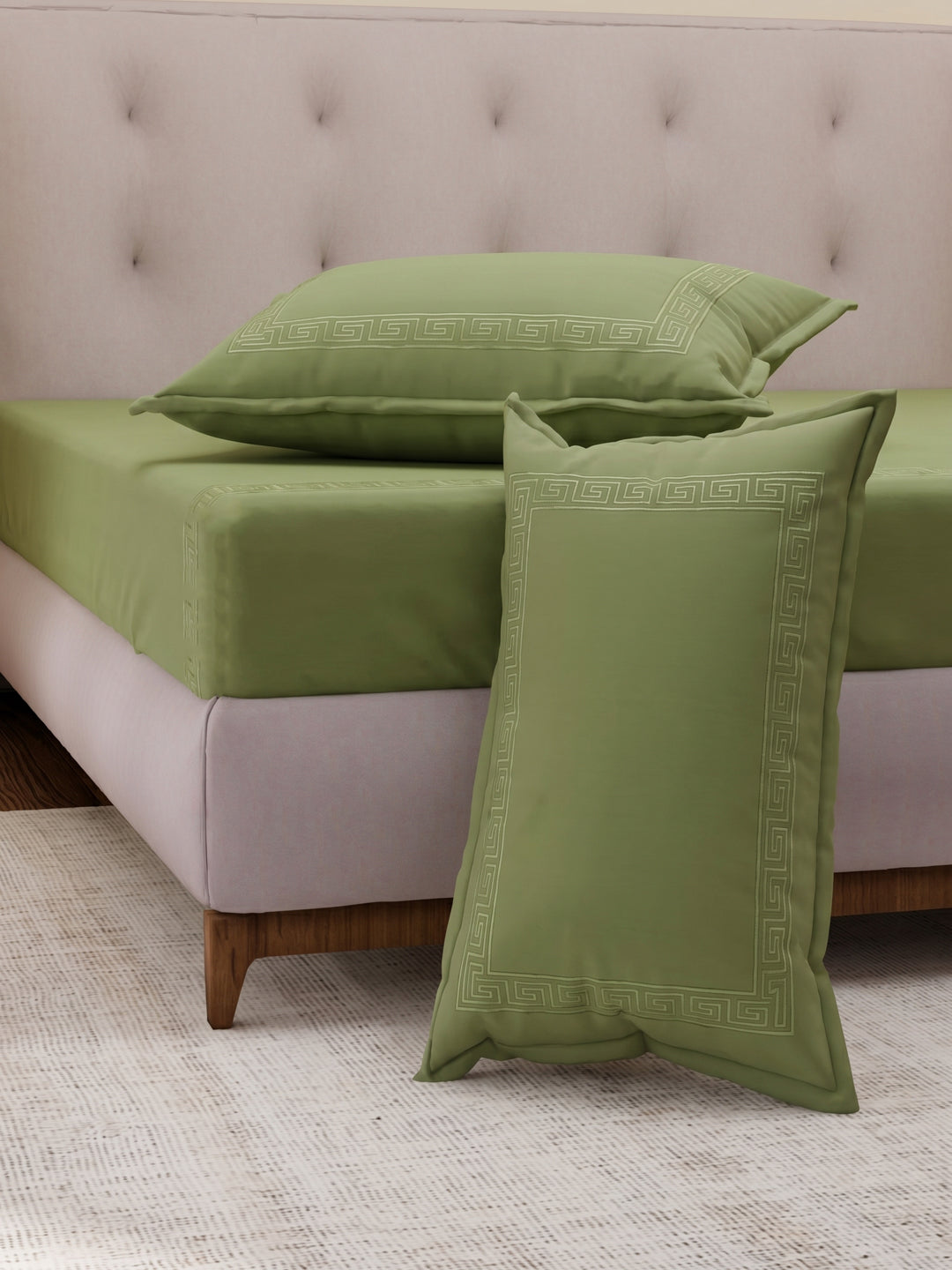 Premium 110 GSM Polyester King Size Bedsheet with 2 Pillow Covers Elite Embroidery Collection