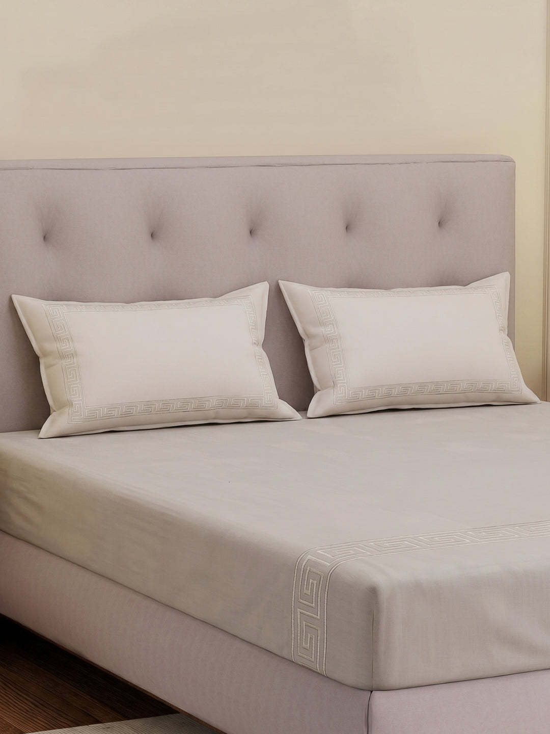 Premium 110 GSM Polyester King Size Bedsheet with 2 Pillow Covers Elite Embroidery Collection